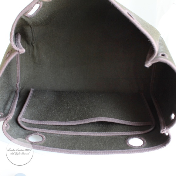 Hermes Herbag Tote Bag Cabas PM Brown Vibrato Leather & Canvas 2-In-1 Bag HTF - Picture 14 of 17